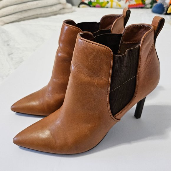 Ralph Lauren Leather Ankle Boots Camel Brown SZ 6.5 - Picture 9 of 14